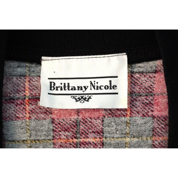 80s Brittany Nicole Plaid Power Cardie CC Gold Buttons Hip Vibe Chic Sz M Vinta - Picture 8 of 10